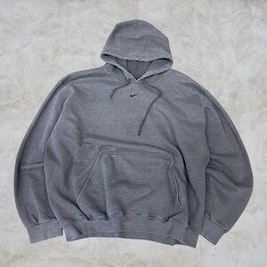 Vintage Nike Hoodie Mens XL Grey Faded Center Swoosh Check Travis Scott Y2K 90s